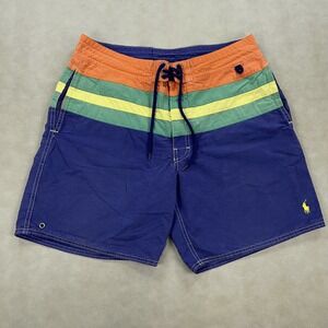 Polo Ralph Lauren Swim Shorts Mens 32 Stripe Drawstring Mesh Lined Bathing‎ Suit